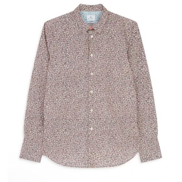 Ps Paul Smith Slim Fit Micro Print Dress Shirt Sz Small - Picture 1 of 6